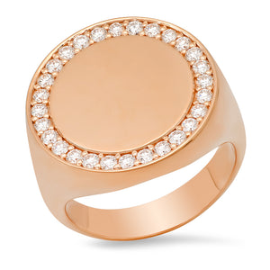 Diamond Round Signet Ring