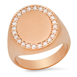 Diamond Oval Signet Ring