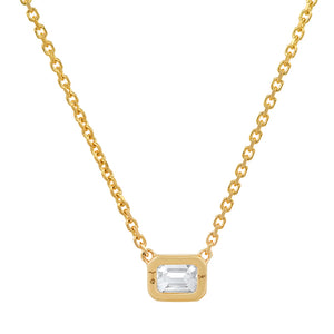 Diamond EMERALD Cut Solitaire pendant