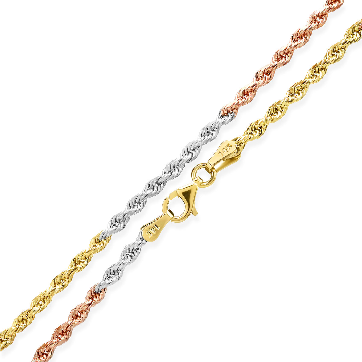 2.5MM TRI COLOR Rope Chain (DIAMOND CUT) - Jacoje