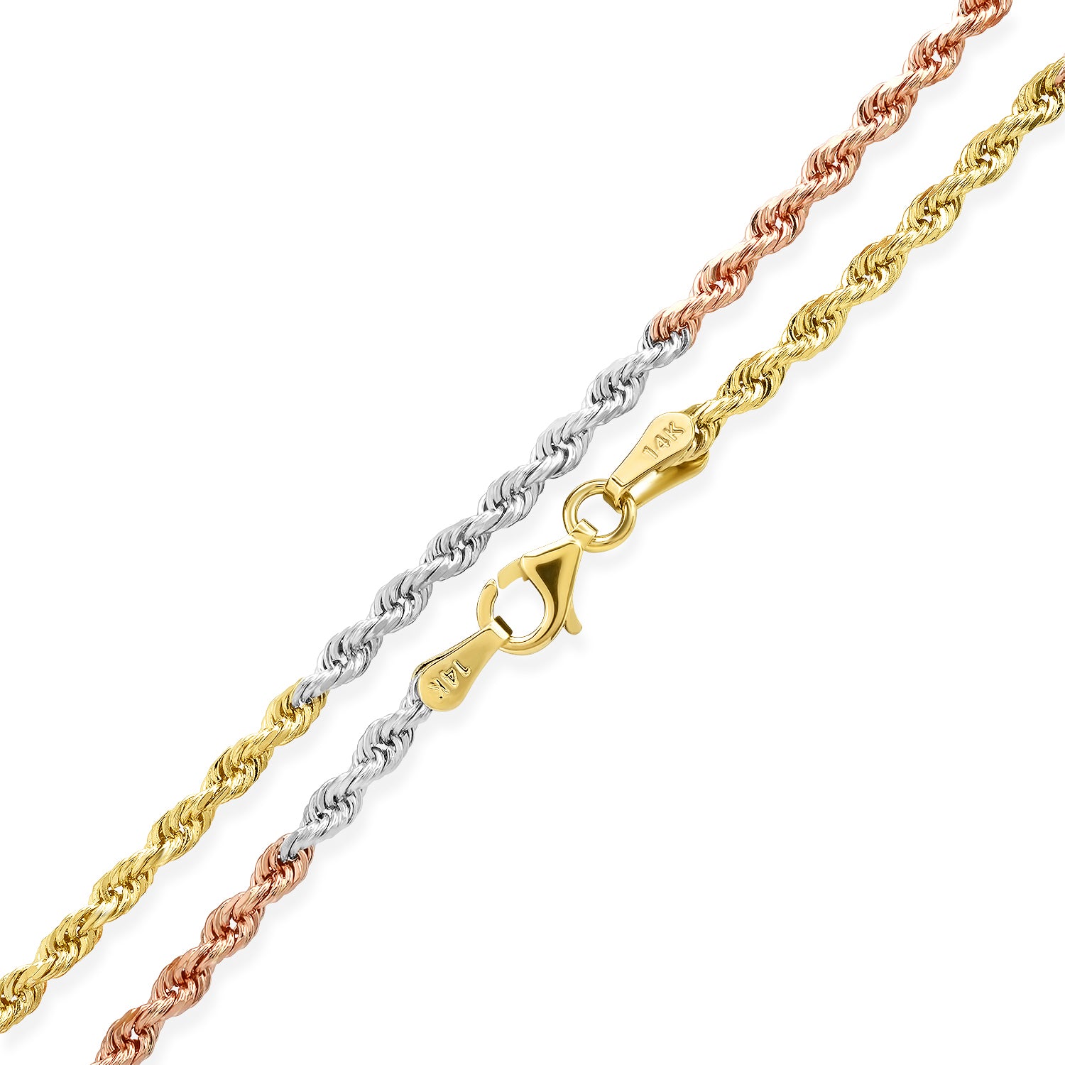 2.5MM TRI COLOR Rope Chain (DIAMOND CUT) - Jacoje
