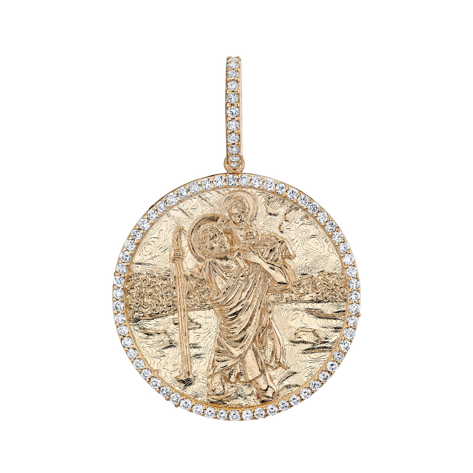 Large Diamond St. Christopher Pendant