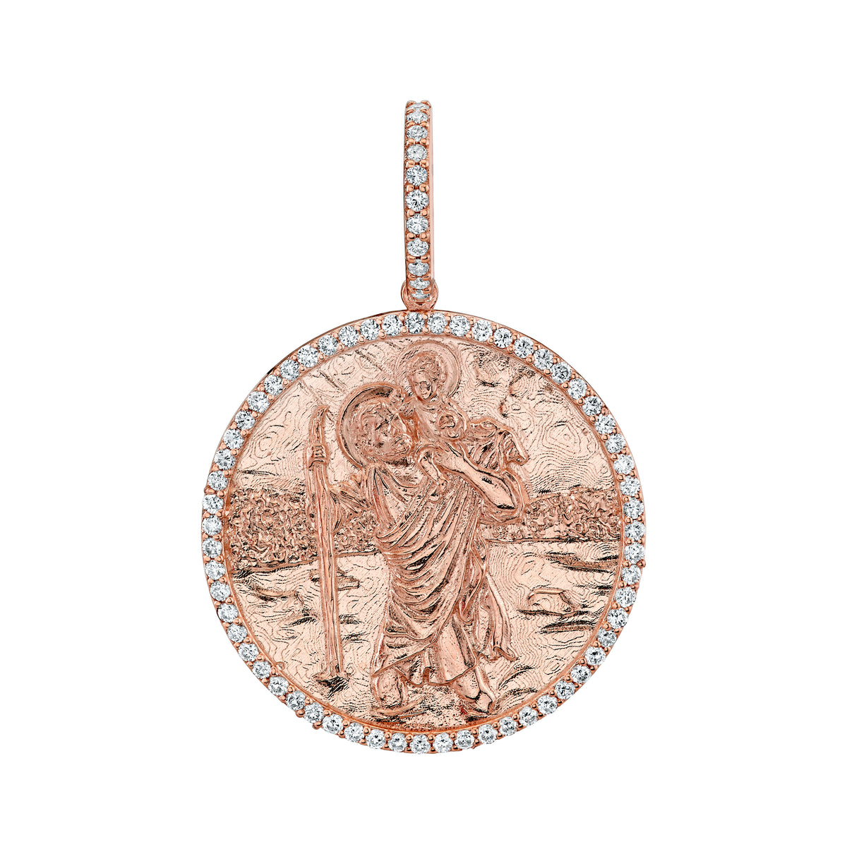 Large Diamond St. Christopher Pendant