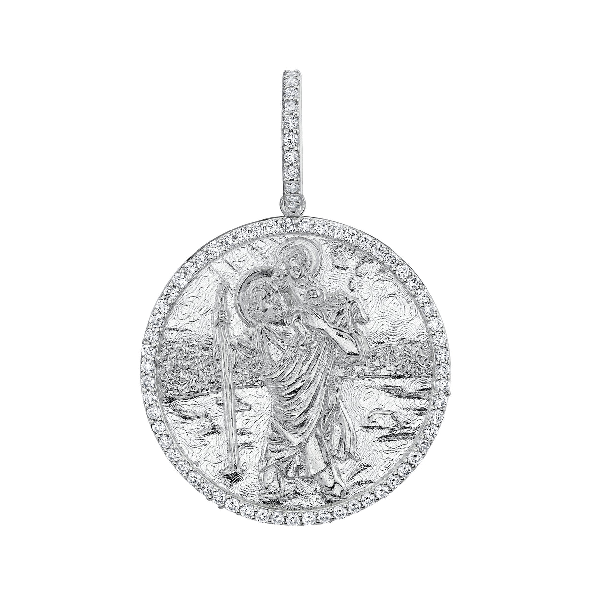 Large Diamond St. Christopher Pendant