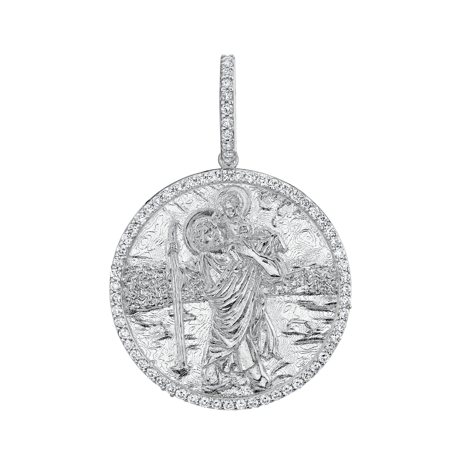 Large Diamond St. Christopher Pendant
