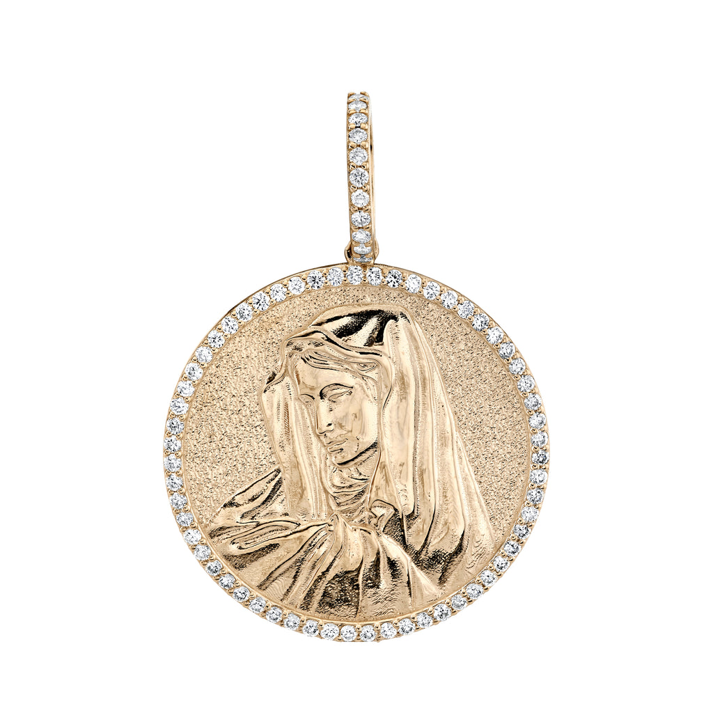 Large Diamond Virgin Mary Pendant - Jacoje