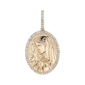 Standard Diamond Oval Virgin Mary Pendant