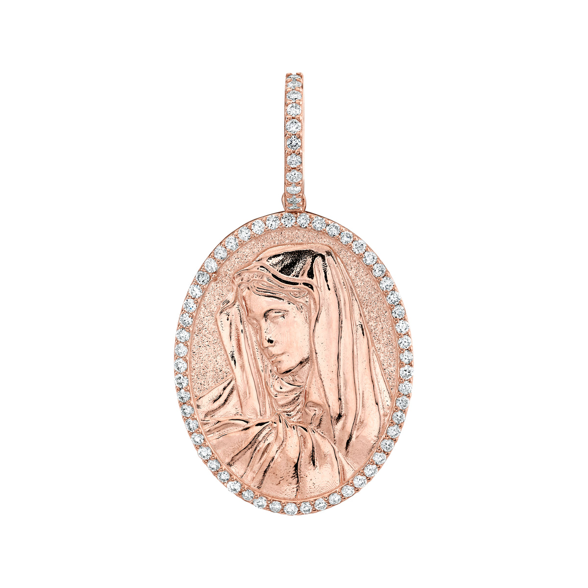 Standard Diamond Oval Virgin Mary Pendant