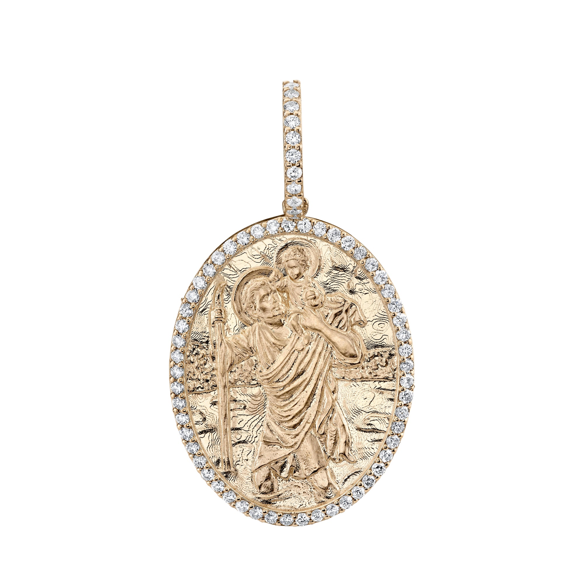 Large Diamond Oval St. Christopher Pendant