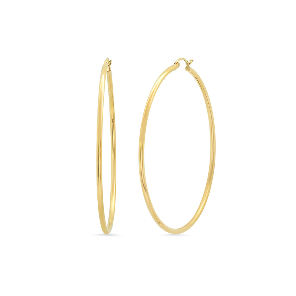 2MM Gold Hoops (1 3/4 inch)