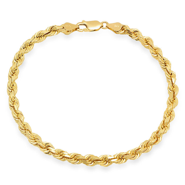 4mm Solid Gold Rope Diamond Lock Bracelet | Uverly