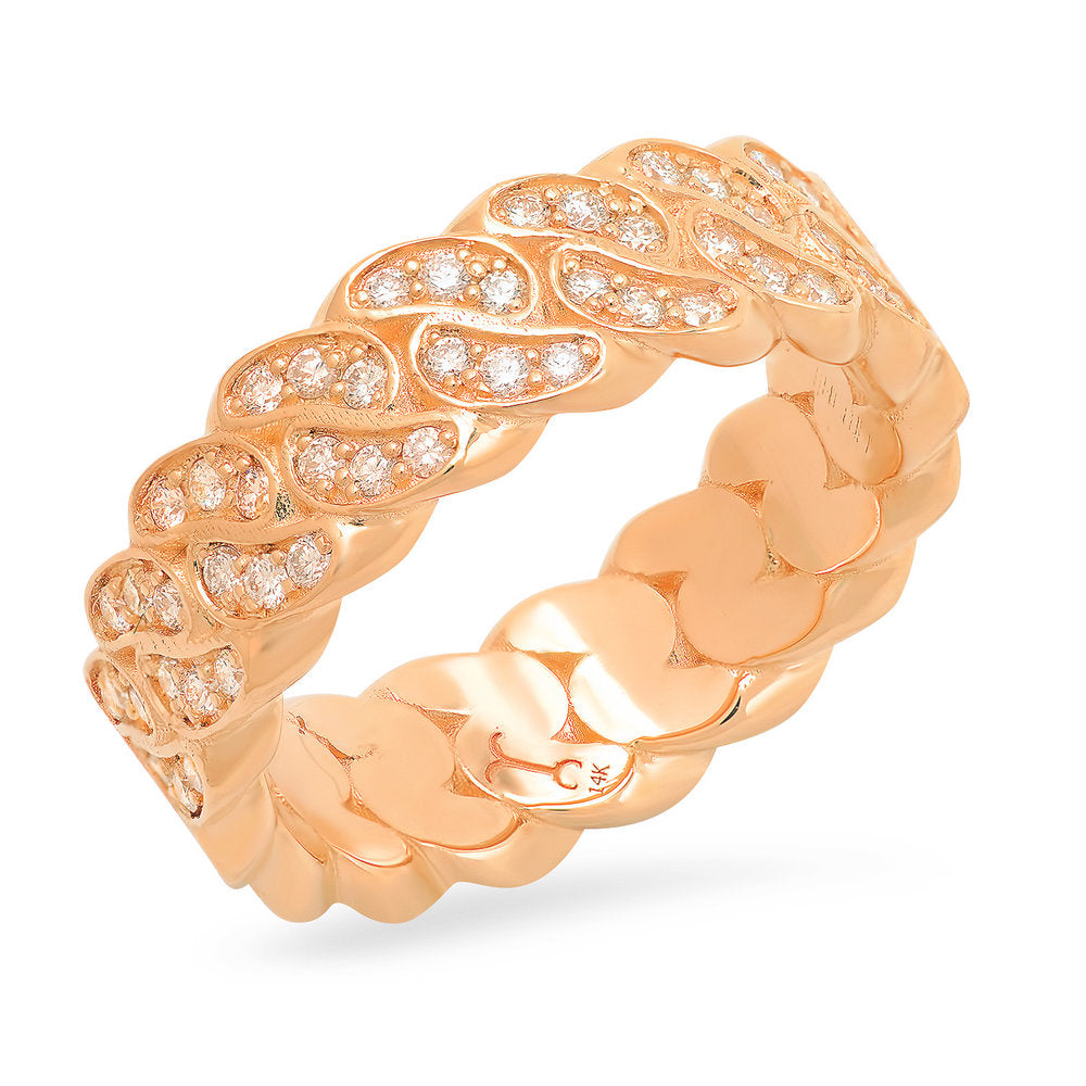 8MM Diamond Cuban Link Ring (one row)