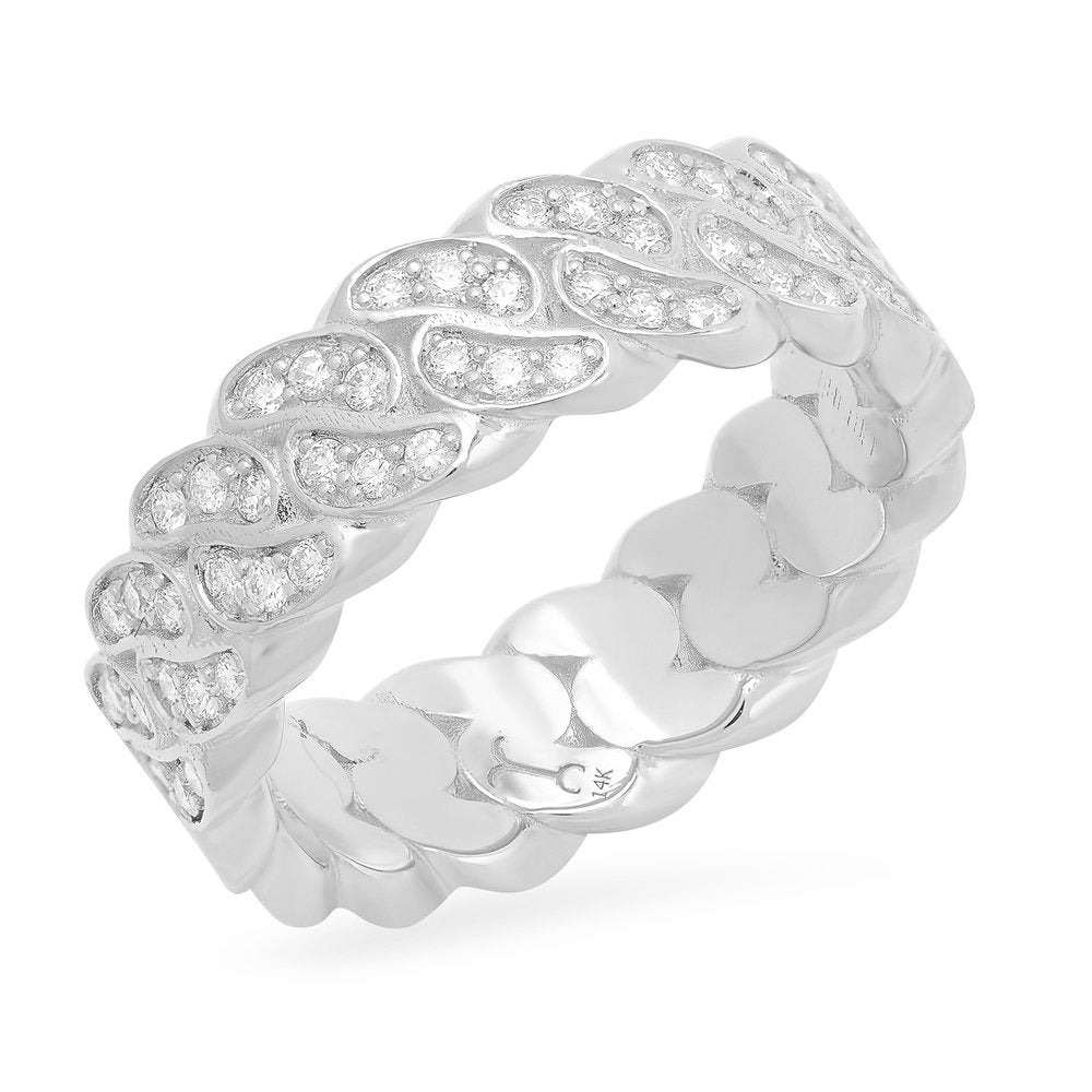8MM Diamond Cuban Link Ring (one row)
