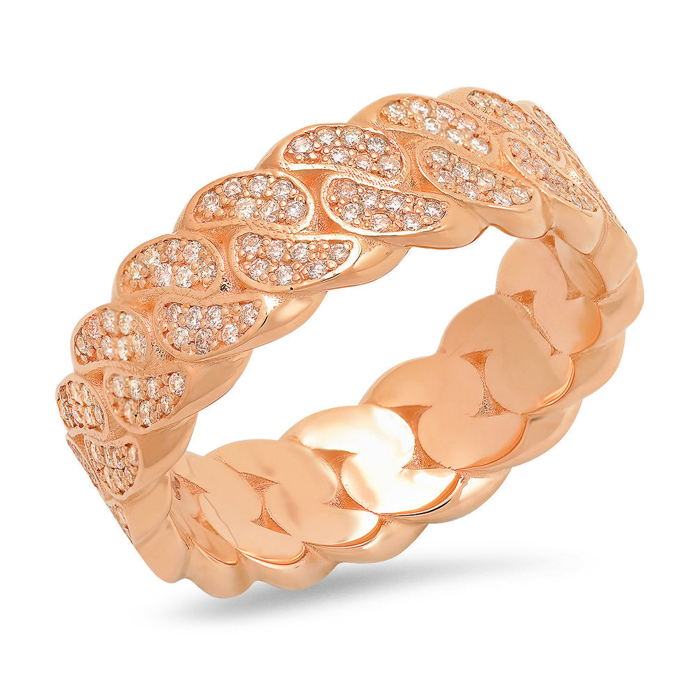 8MM Diamond Cuban Link Ring (two row)