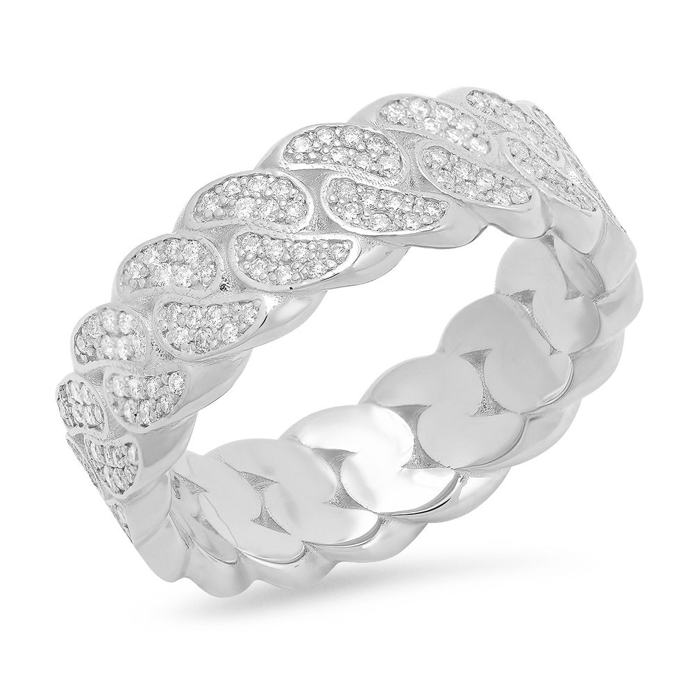 8MM Diamond Cuban Link Ring (two row)