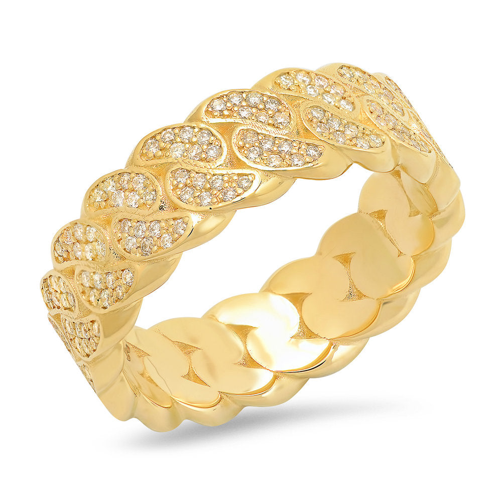 8MM Diamond Cuban Link Ring (two row)