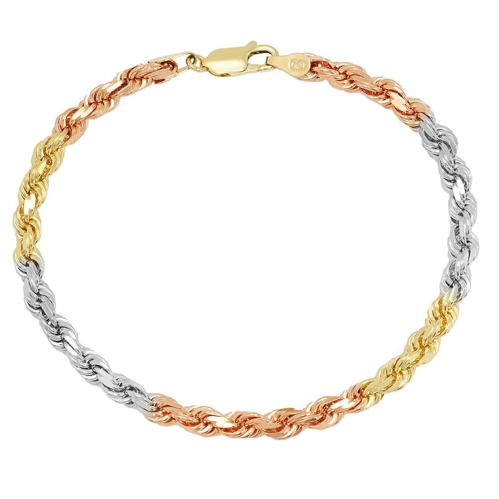 6MM TRI COLOR Rope Bracelet (DIAMOND CUT)
