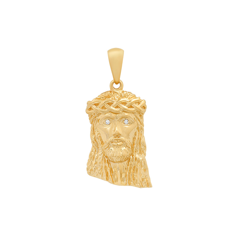 Real 14k Yellow Gold Jesus Face Charm Pendant Head 3 Inch For Chain, 14KT