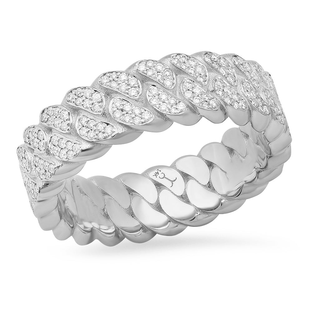 7MM Diamond Cuban Link Ring (Two Row)
