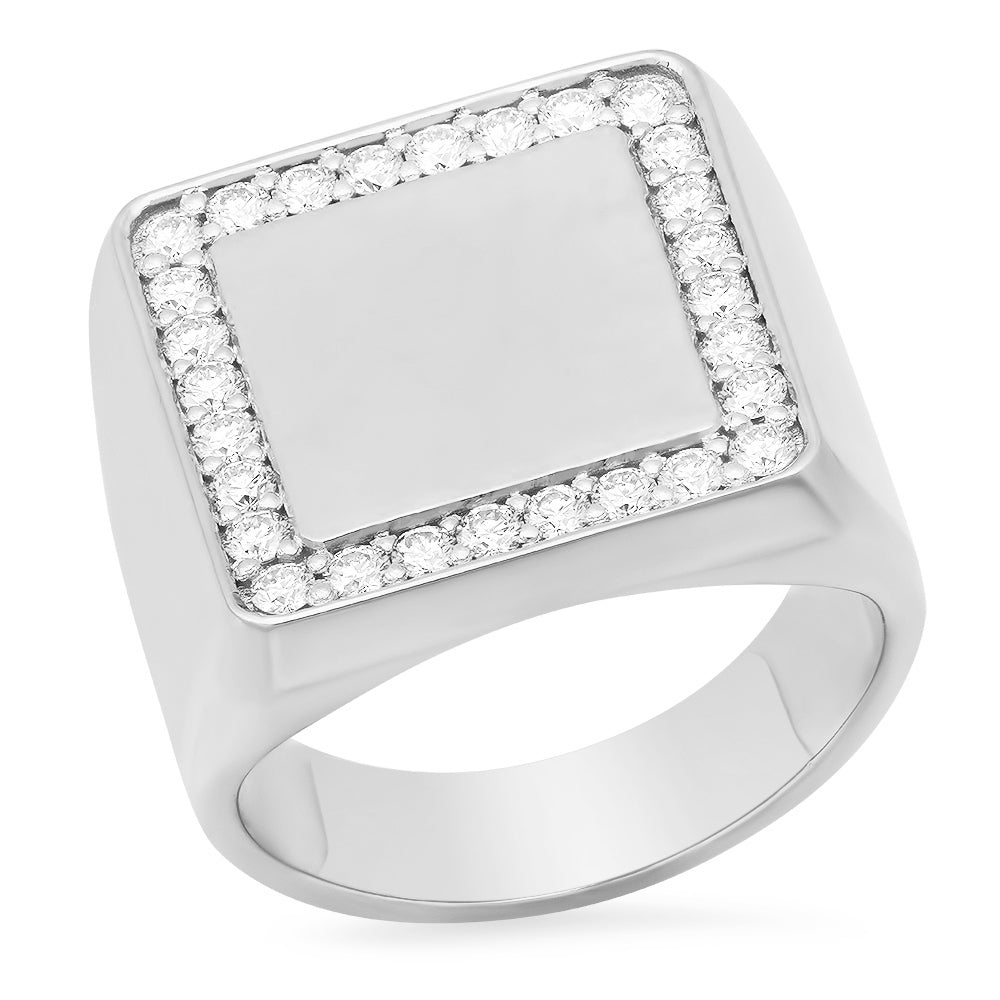 Diamond Square Signet Ring