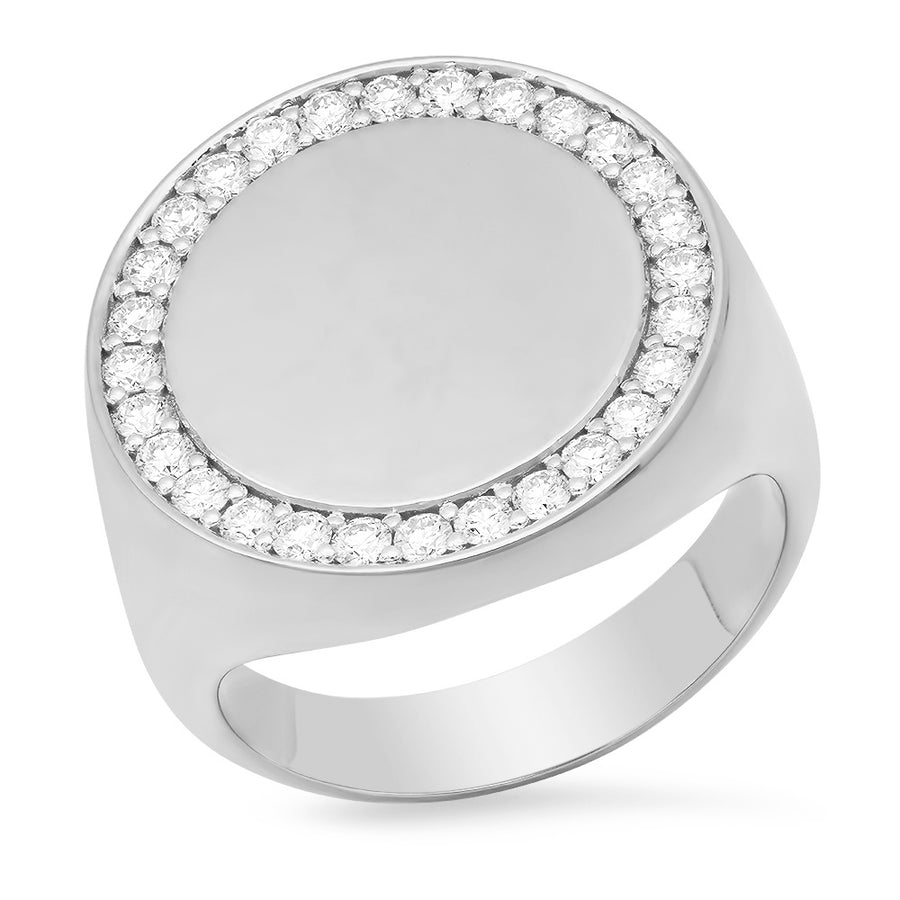 Diamond Round Signet Ring