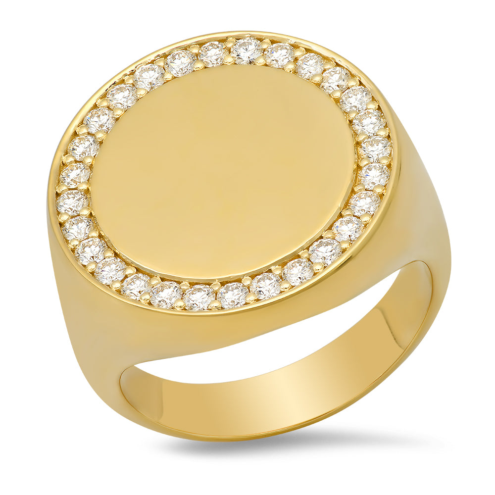 Diamond Round Signet Ring
