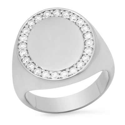 Diamond Oval Signet Ring