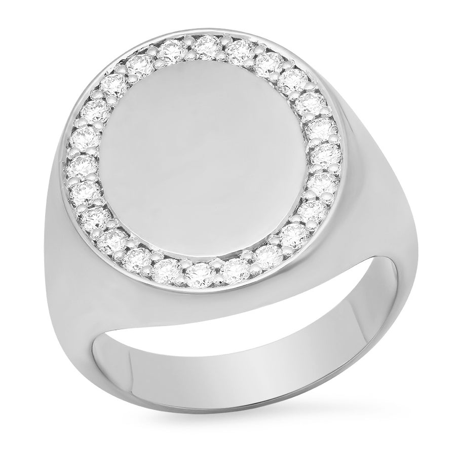 Diamond Oval Signet Ring