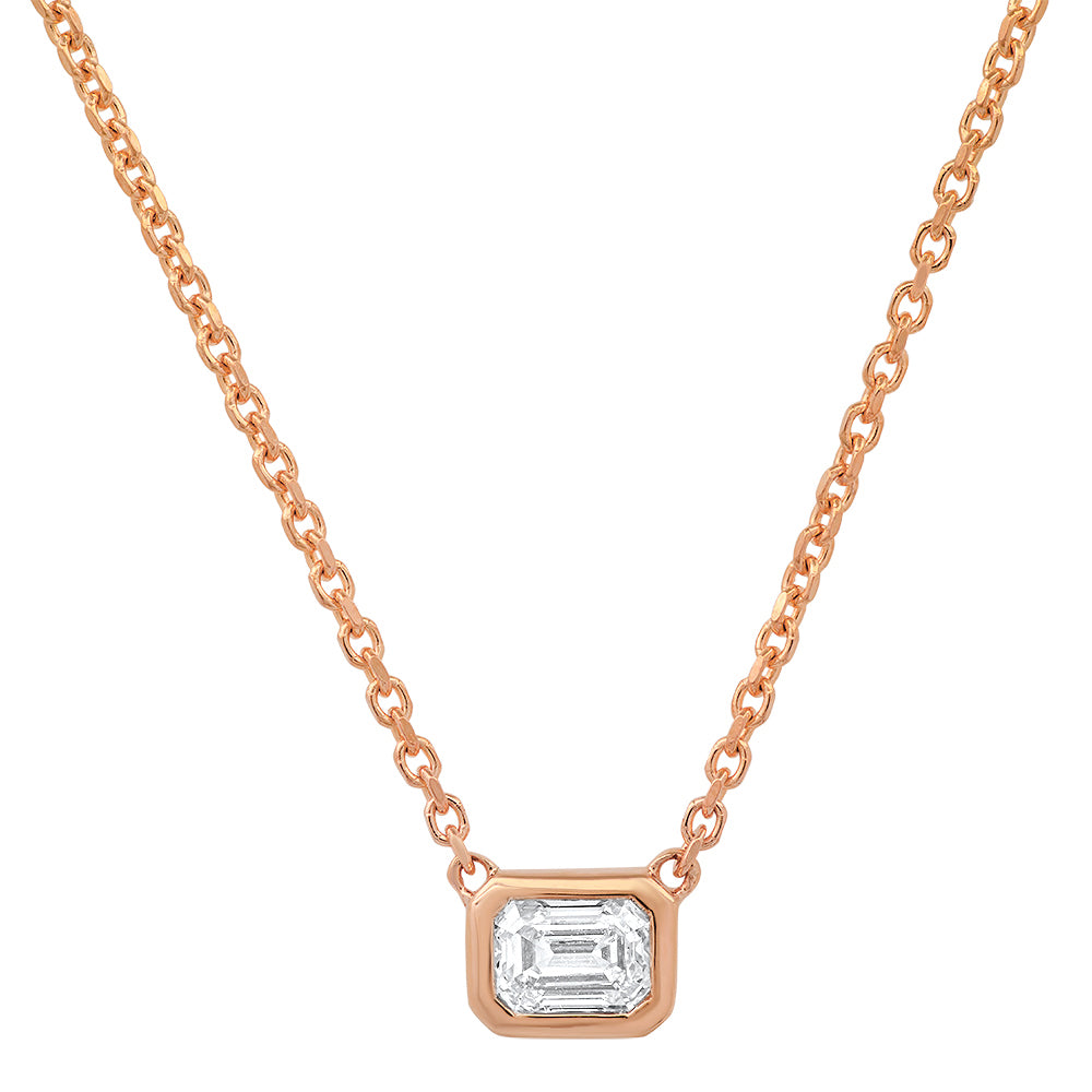 Diamond EMERALD Cut Solitaire pendant