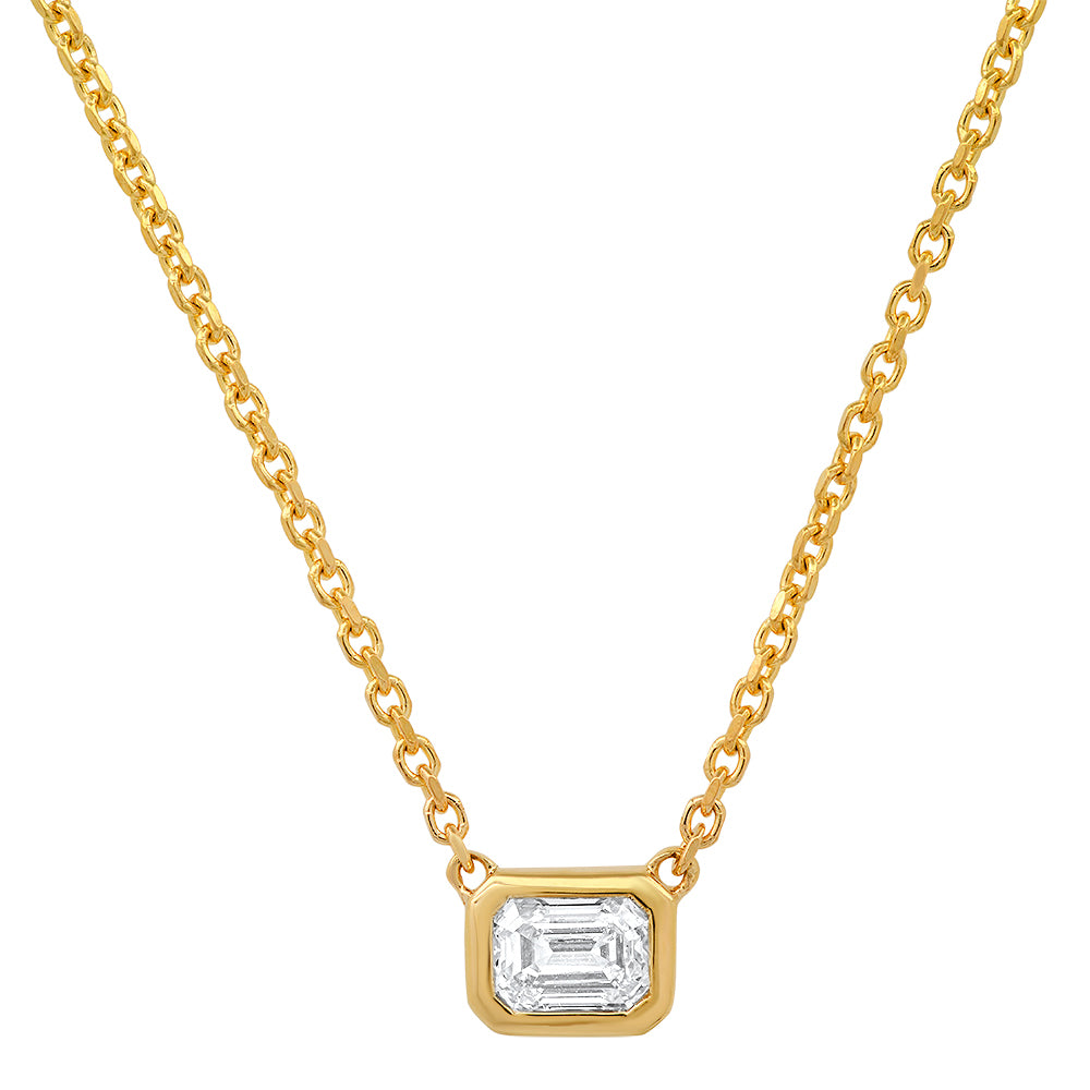 Diamond EMERALD Cut Solitaire pendant