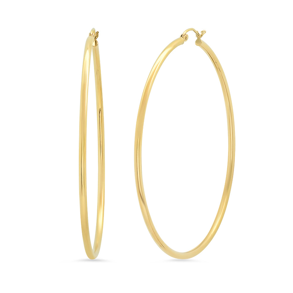 2MM Gold Hoops (2 1/4 inch)