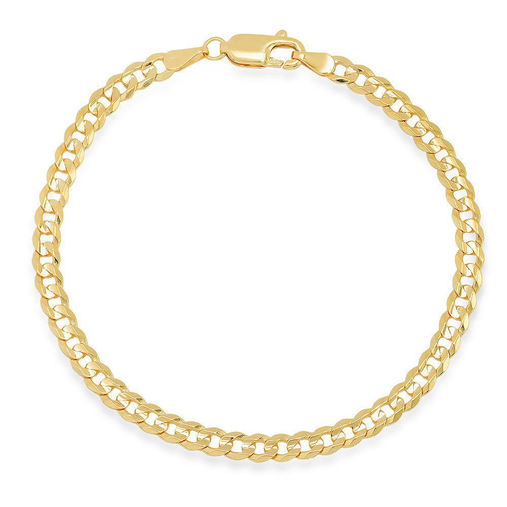 Flat Curb Chain Bracelet - L (8.5) / 24K Gold