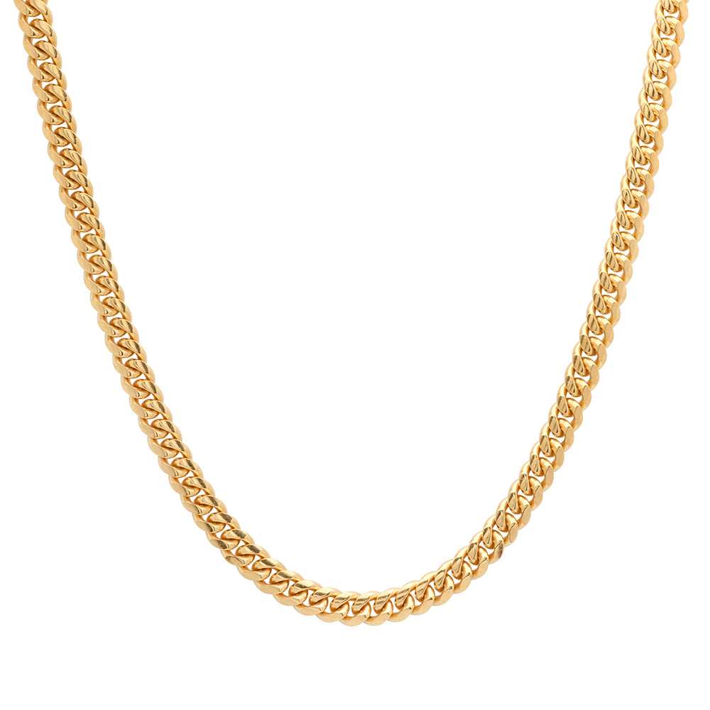 14K Gold Cuban Link Chain, Solid, 4mm, 18, 20, 22, 24 Long
